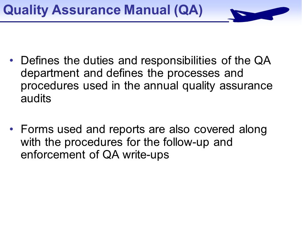 writing a quality assurance manual
